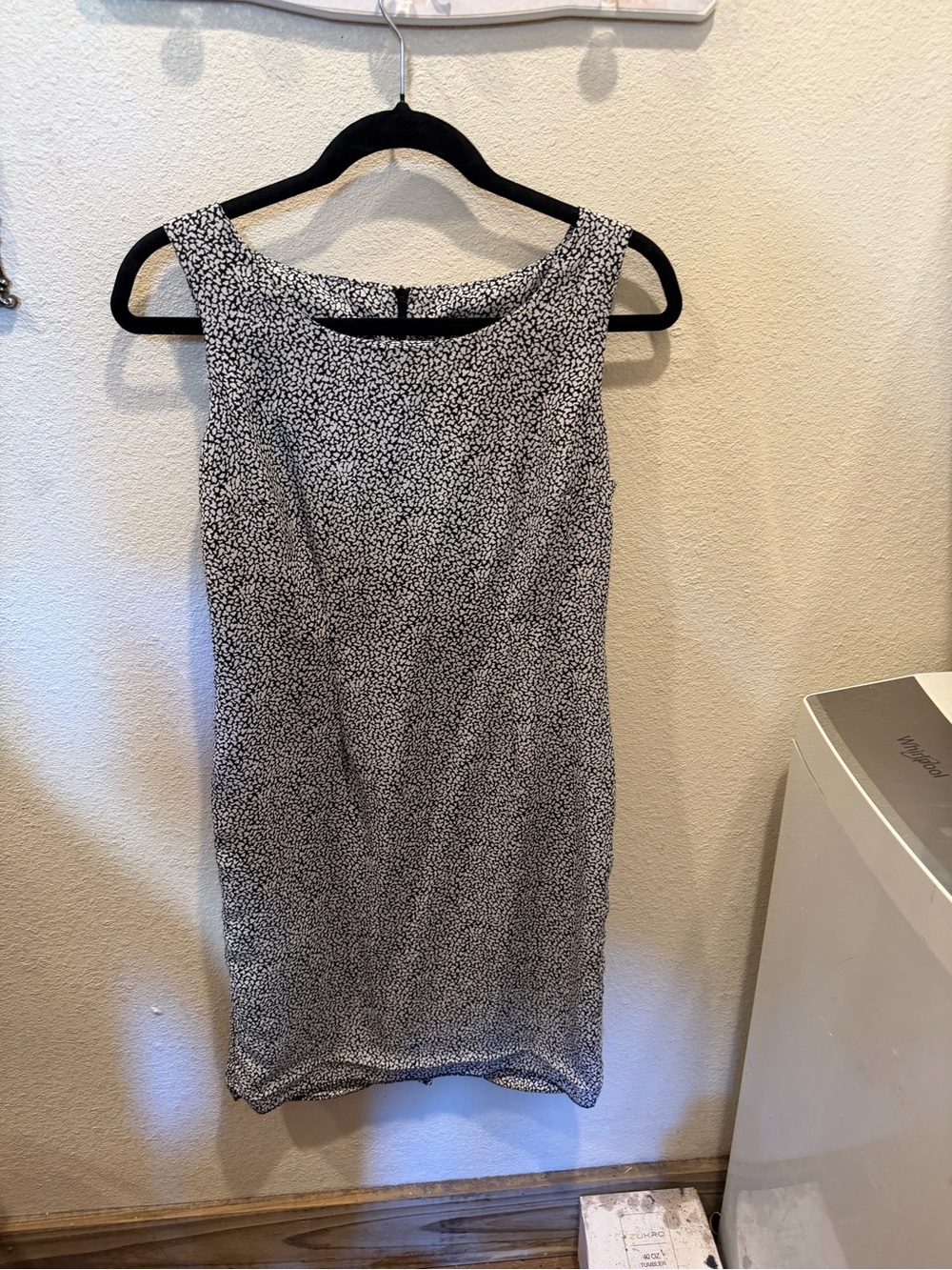 Sleeveless Black and White Mini Dress with Subtle Print